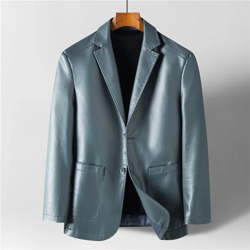 Men's Leather Sheep Wool Lined Blazer